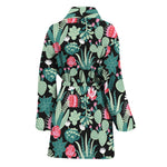 Cute Cactus And Succulent Print Women's Bathrobe