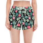 Cute Cactus And Succulent Print Women's Split Running Shorts