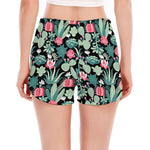 Cute Cactus And Succulent Print Women's Split Running Shorts