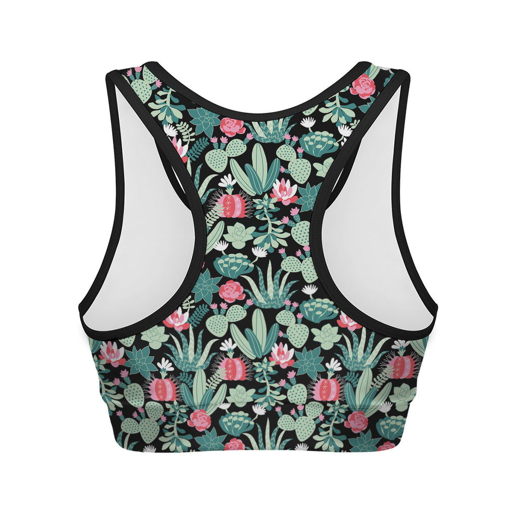 Cute Cactus And Succulent Print Women's Sports Bra