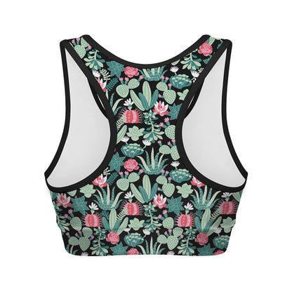 Cute Cactus And Succulent Print Women's Sports Bra