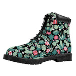 Cute Cactus And Succulent Print Work Boots