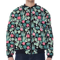 Cute Cactus And Succulent Print Zip Sleeve Bomber Jacket