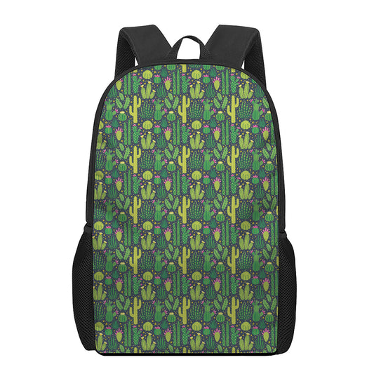 Cute Cactus Plant Pattern Print 17 Inch Backpack