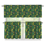 Cute Cactus Plant Pattern Print 3 Piece Kitchen Curtains