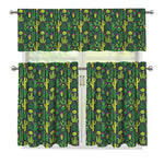 Cute Cactus Plant Pattern Print 3 Piece Kitchen Curtains