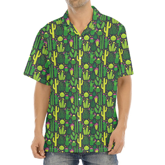 Cute Cactus Plant Pattern Print Aloha Shirt