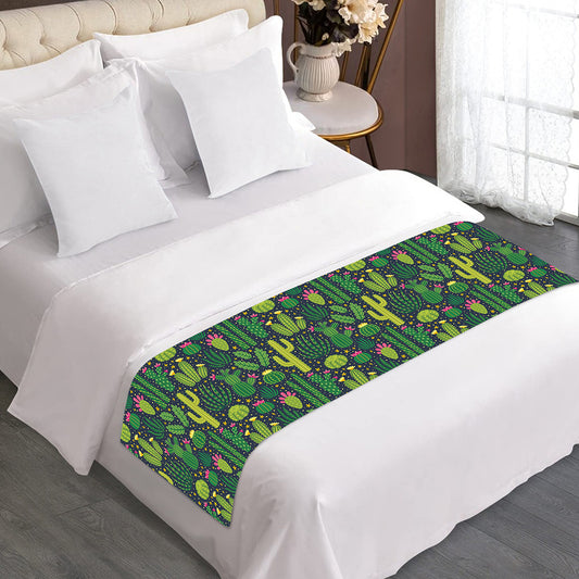 Cute Cactus Plant Pattern Print Bed Runner