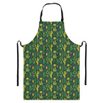 Cute Cactus Plant Pattern Print Bib Apron With Pocket