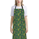 Cute Cactus Plant Pattern Print Bib Apron With Pocket