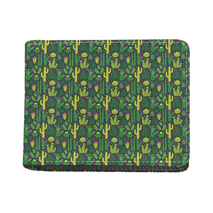 Cute Cactus Plant Pattern Print Bifold Wallet