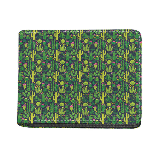 Cute Cactus Plant Pattern Print Bifold Wallet