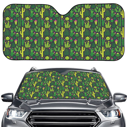 Cute Cactus Plant Pattern Print Car Windshield Sun Shade