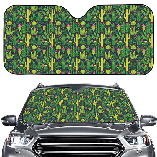 Cute Cactus Plant Pattern Print Car Windshield Sun Shade
