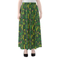 Cute Cactus Plant Pattern Print Chiffon Maxi Skirt