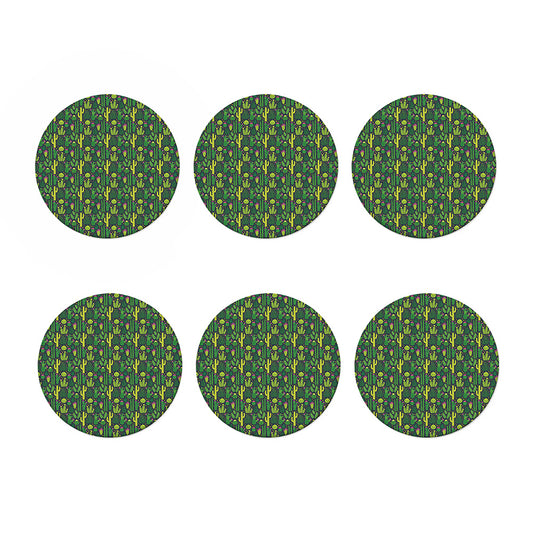 Cute Cactus Plant Pattern Print Coaster Set