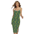 Cute Cactus Plant Pattern Print Cross Back Cami Dress