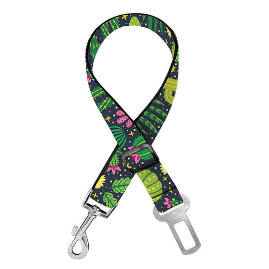 Cute Cactus Plant Pattern Print Dog Seat Belt