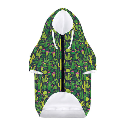 Cute Cactus Plant Pattern Print Dog Zip Up Hoodie