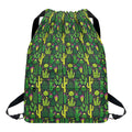 Cute Cactus Plant Pattern Print Drawstring Backpack