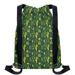 Cute Cactus Plant Pattern Print Drawstring Backpack
