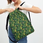 Cute Cactus Plant Pattern Print Drawstring Backpack