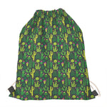 Cute Cactus Plant Pattern Print Drawstring Bag