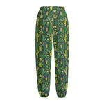 Cute Cactus Plant Pattern Print Fleece Lined Knit Pants