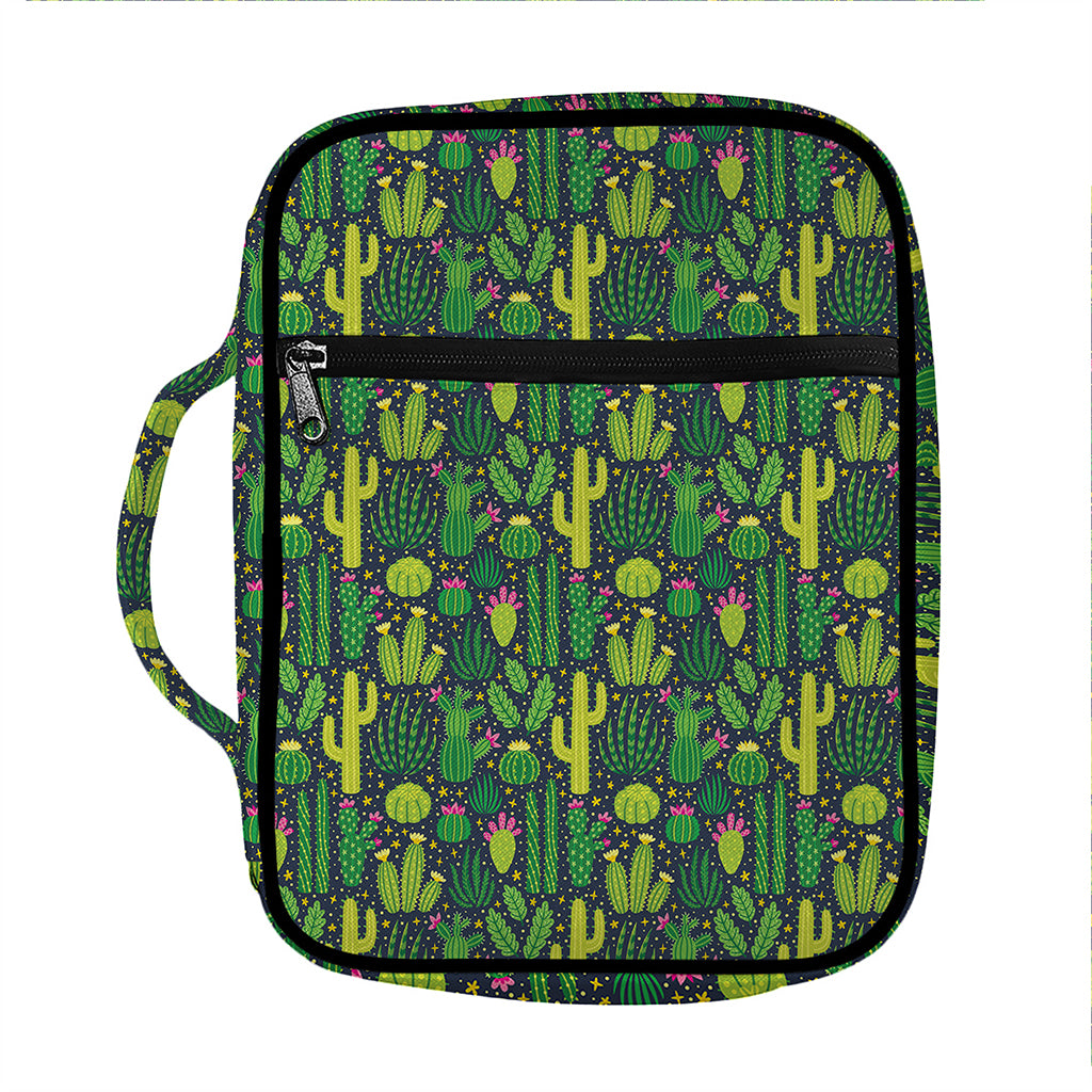 Cute Cactus Plant Pattern Print Front Pocket Bible Bag