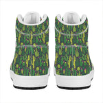 Cute Cactus Plant Pattern Print High Top Leather Sneakers