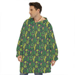 Cute Cactus Plant Pattern Print Hoodie Blanket