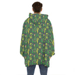 Cute Cactus Plant Pattern Print Hoodie Blanket