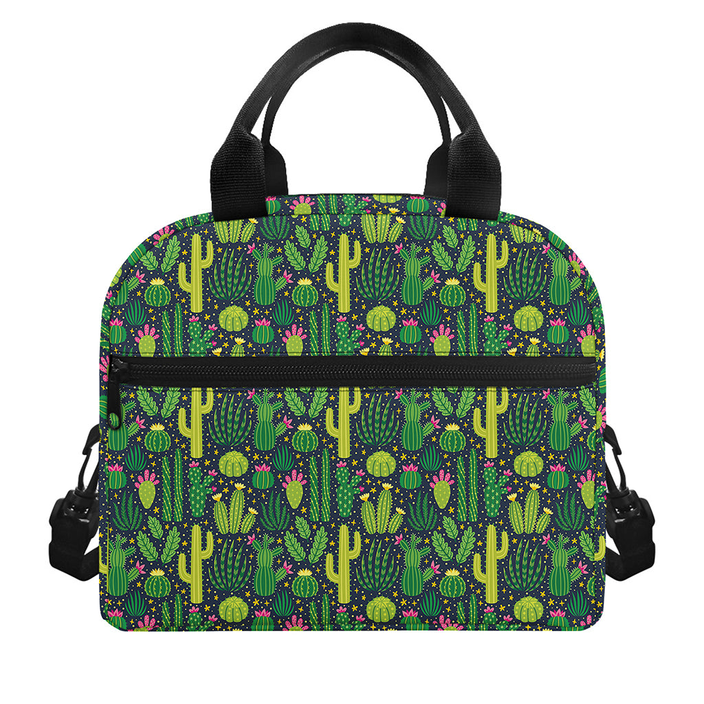 Cute Cactus Plant Pattern Print Insulated Lunch Bag