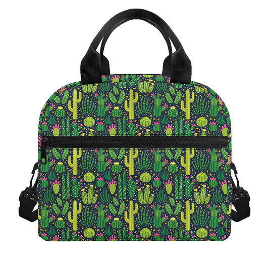 Cute Cactus Plant Pattern Print Insulated Lunch Bag