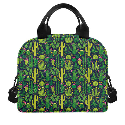 Cute Cactus Plant Pattern Print Insulated Lunch Bag