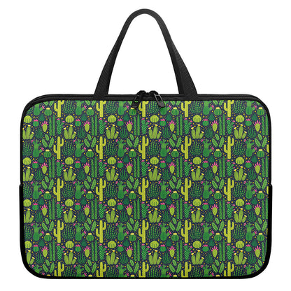 Cute Cactus Plant Pattern Print Laptop Sleeve With Handle