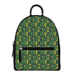 Cute Cactus Plant Pattern Print Leather Backpack