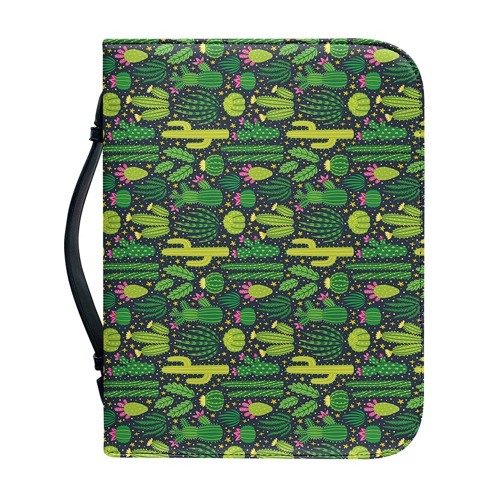 Cute Cactus Plant Pattern Print Leather Bible Cover