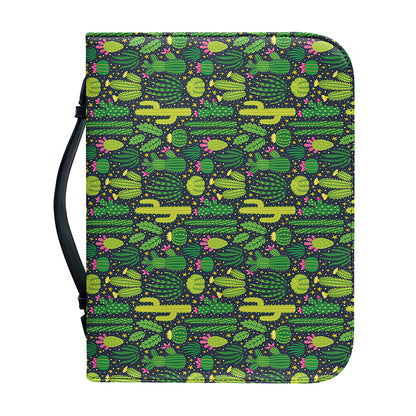 Cute Cactus Plant Pattern Print Leather Bible Cover
