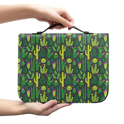 Cute Cactus Plant Pattern Print Leather Bible Cover