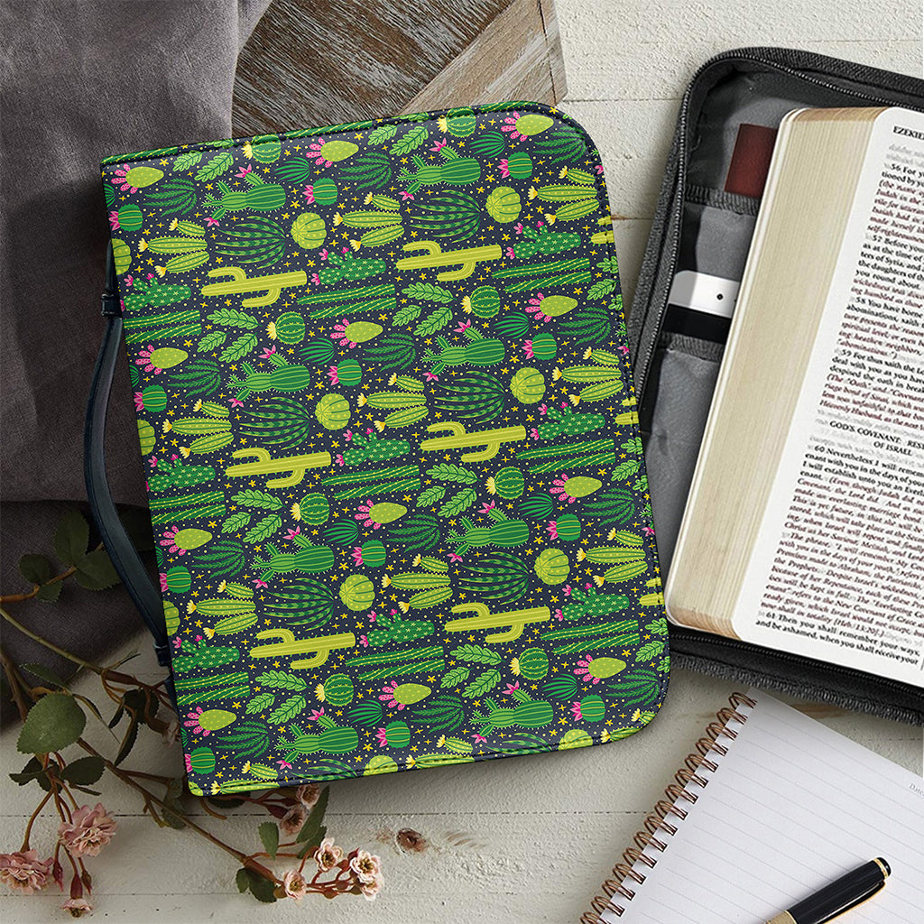 Cute Cactus Plant Pattern Print Leather Bible Cover