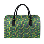 Cute Cactus Plant Pattern Print Leather Duffle Bag