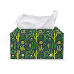 Cute Cactus Plant Pattern Print Leather Tissue Box Cover