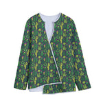 Cute Cactus Plant Pattern Print Long Sleeve Short Coat