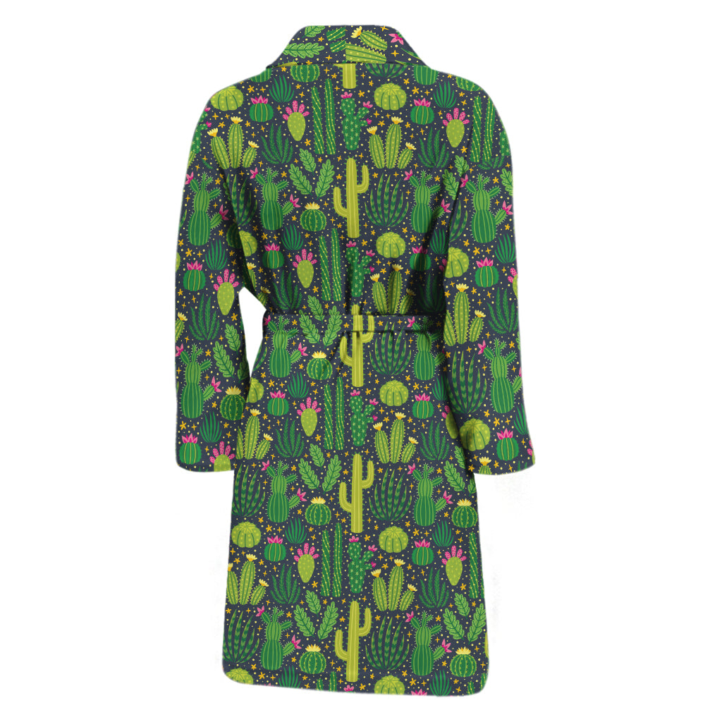 Cute Cactus Plant Pattern Print Men's Bathrobe