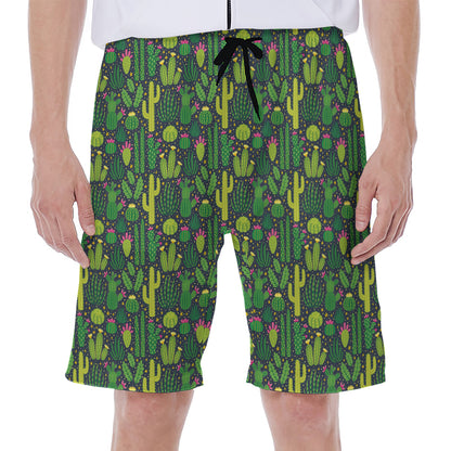 Cute Cactus Plant Pattern Print Men's Beach Shorts