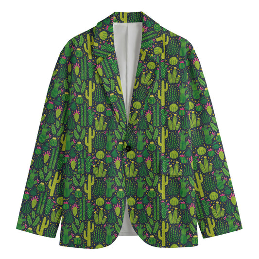 Cute Cactus Plant Pattern Print Men's Blazer