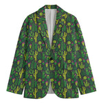 Cute Cactus Plant Pattern Print Men's Cotton Blazer