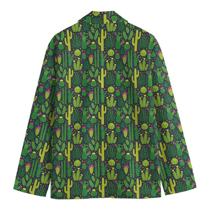 Cute Cactus Plant Pattern Print Men's Cotton Blazer