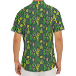 Cute Cactus Plant Pattern Print Men's Deep V-Neck Shirt